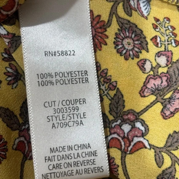 Max Studio Yellow Floral Blouse SIZE:L - Picture 6 of 8